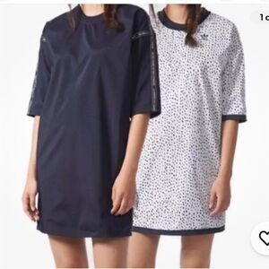 Adidas reversible mini dress, blue and white with blue print, M